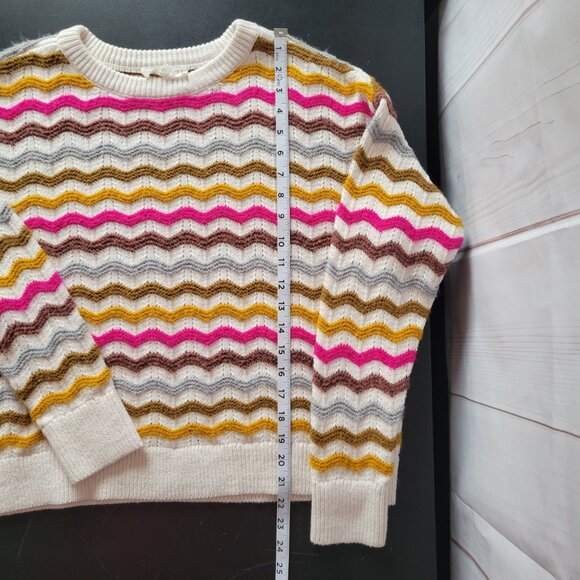 Lou & Gray LOFT Chunky Knit Zig Zag Sweater, Women’s M, Cropped, Like New, EUC - Picture 6 of 6